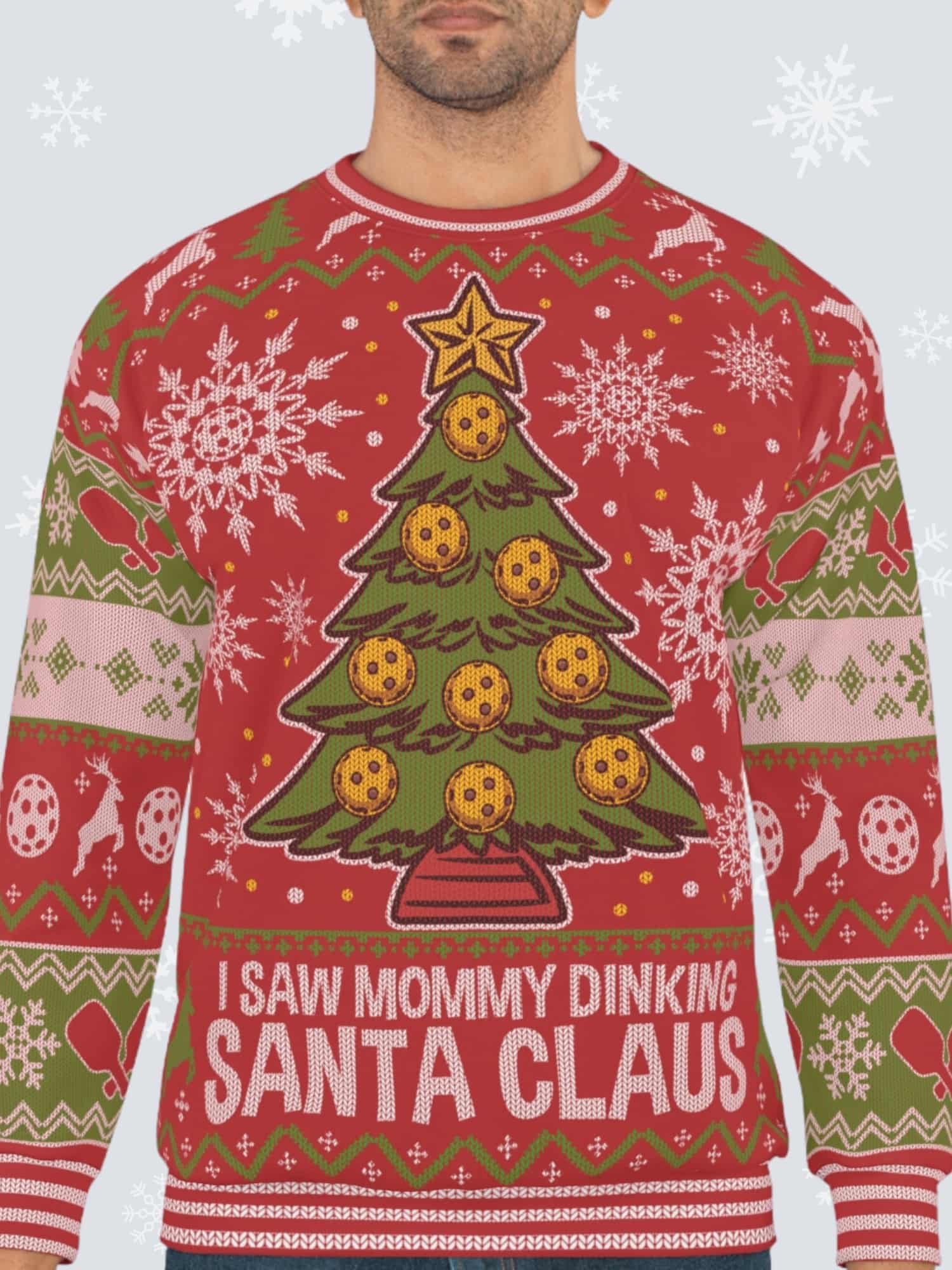 Ugly Christmas Pickleball Sweater - I Saw Mommy